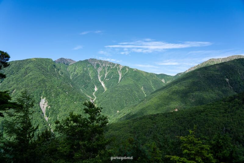 見晴台から見える南アルプスの山々の画像